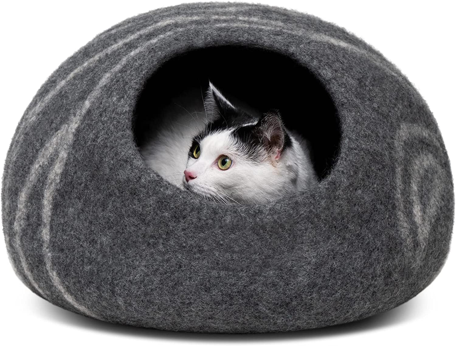 Cat Cave – Premium Felt Cat Bed for Indoor Cats, Handmade 100% Merino Wool, Cat (Medium, Dark Grey)