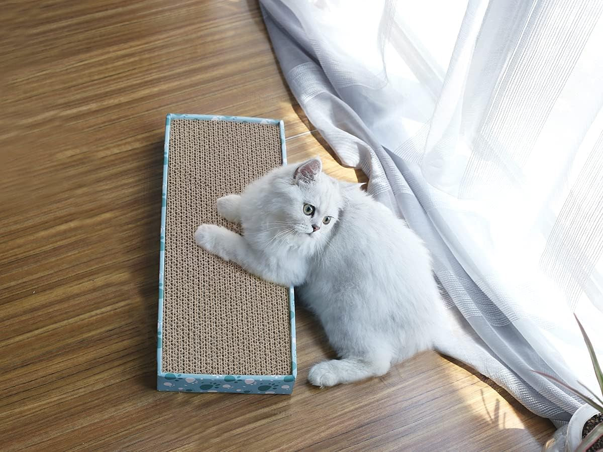 Cat Scratcher Padpal Cat Scratching Board, Cardboard Scratcher with Catnip for Indoor, Flat Scratch Board Scratch Pad Cardboard for Kitten, Narrow, 1Pack